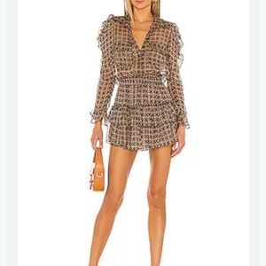 Misa Los Angeles Black and Brown Long Sleeve Annika Dress